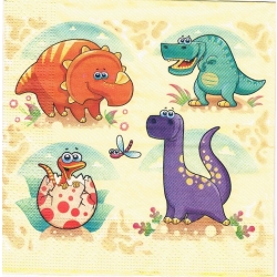 Serwetka -2105- dinozaury  , tło żółte